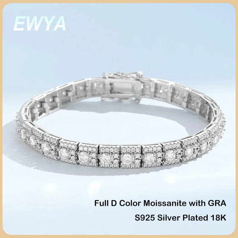 Luxury GRA Certified Full Moissanite Diamond Tennis Bracelet D Color For Woman Man 925 Couple Chain Bracelets Bangle Gift