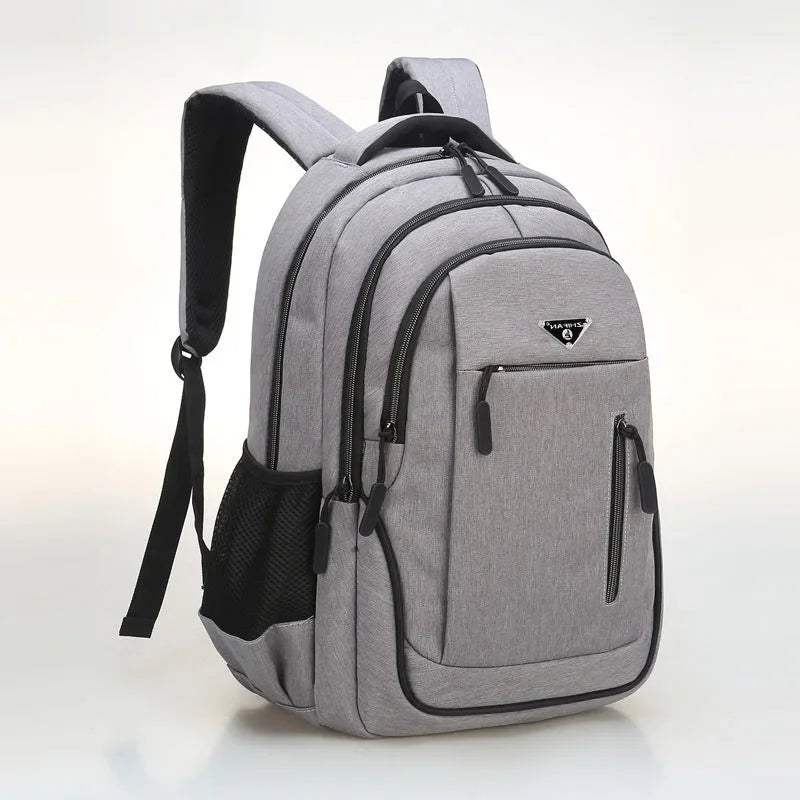 Large Capacity Backpack Men Laptop Backpacks 15.6 Oxford Black Solid High School Bags