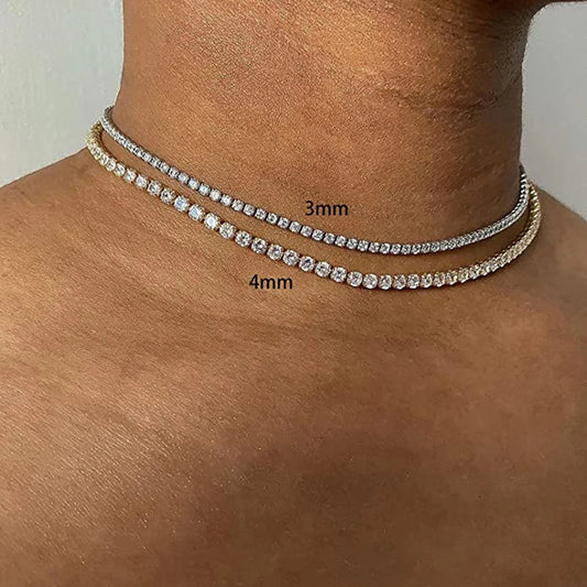 Hip Hop Iced Out Tennis Chain Necklace For Men Women Luxury Cubic Zircon Crystal Short Rock Neck Accessories Jewelry OHN016