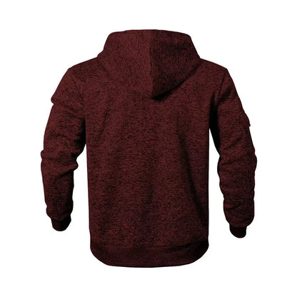 Heavy fleece men's jacket winter retro tooling pocket hooded zipper sports sweater men