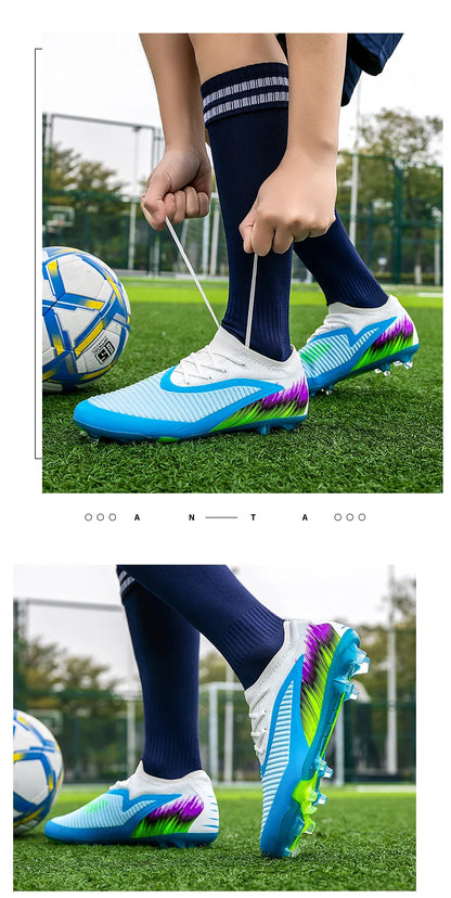 New Men Football Boots Cleats Shoes Soccer Long Spikes FG Ultralight Training Soccer Shoes Non-Slip Outdoor Match Drop Shipping