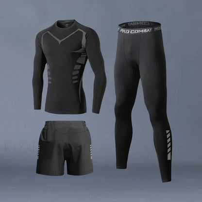 Fitness Clothes Ice Silk Quick Drying T-shirt Suit Men Short Sleeve Running Sportswear Shorts Tracksuit Gym Sports Training Sets