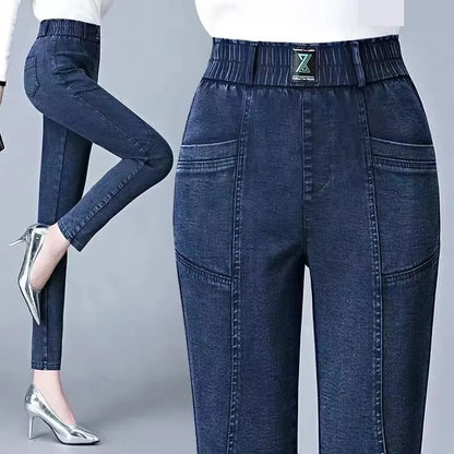 Elastic Denim Trousers Women High waist Casual Jeans
