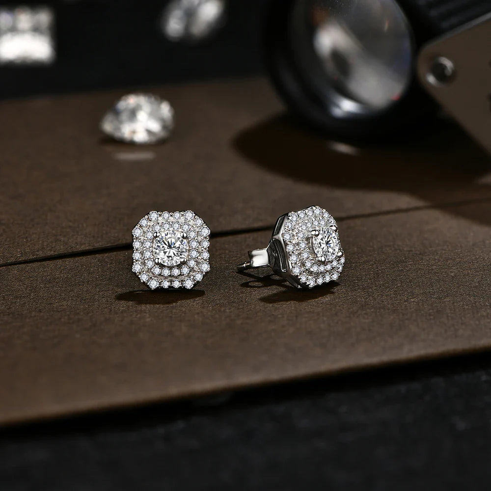 Luxurly D VVS1 Color Moissanite Stud Earrings For Women Top Quality 100% 925 Sterling Silver Sparkling Wedding Jewelry