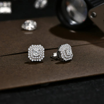Luxurly D VVS1 Color Moissanite Stud Earrings For Women Top Quality 100% 925 Sterling Silver Sparkling Wedding Jewelry
