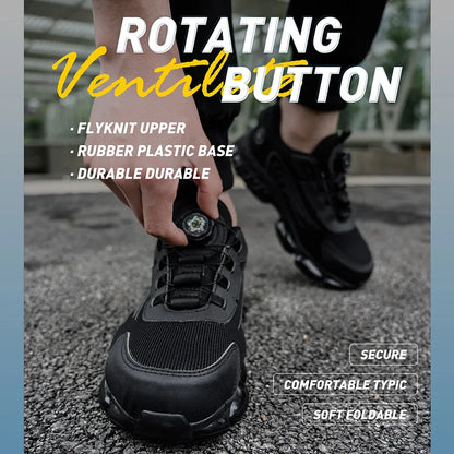 Anti-smash Steel Toe Protection Safety Shoes Men Rotating Button Work Safety Shoes for Men Anti Puncture Work Shoes Sneakers