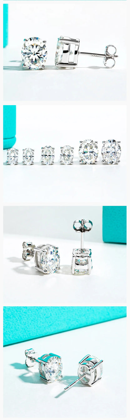 10K Gold Post 4/2/1ct Oval Cut Moissanite Stud Earrings  Anti-allergy Eearrings For Women Jewelry Wholesale