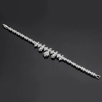 Luxury Women's Jewelry Elegant Style Bride CZ Necklace Earrings Bracelet Ring Jewelry Set&M Bride Large Wedding Jewelry Set