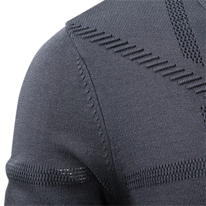 Men's Slim Fit Long Sleeve Polo Shirt Autumn Winter Thermal Comfort Fashion Stripe Solid Color Button up Polo Tops