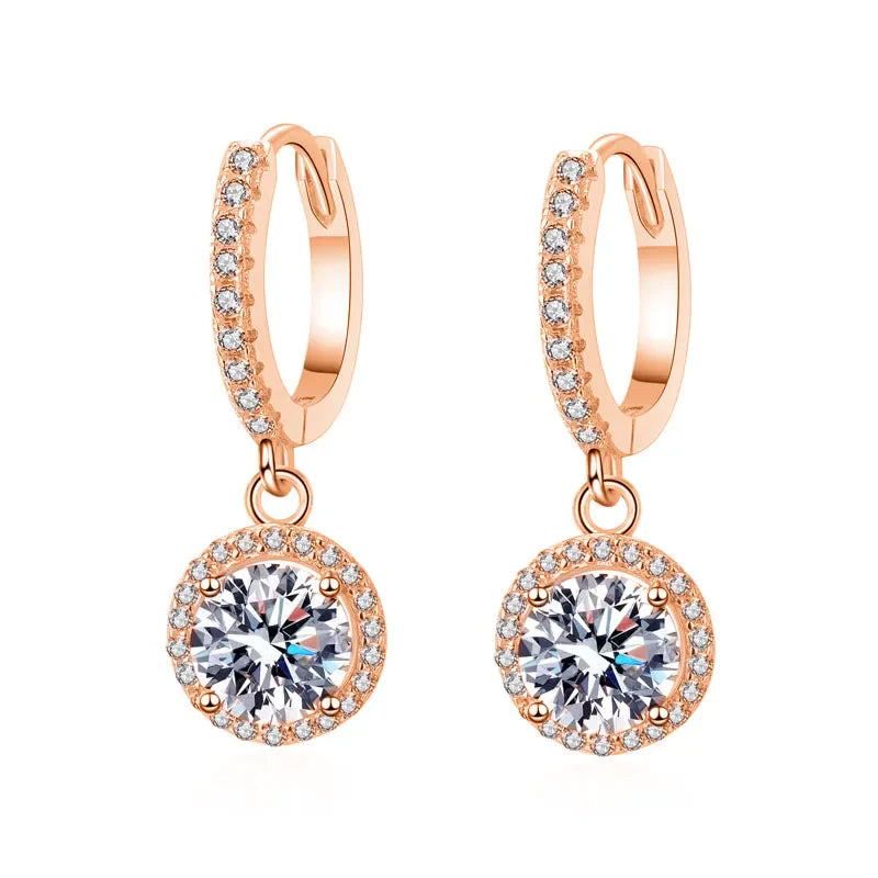 1ct D Color Moissanite Loop Earring 925 Sterling Silver Plated 18k White Gold Pendant Earring for Women Fine Jewelry
