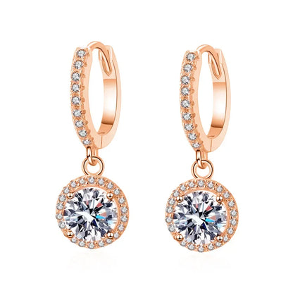 1ct D Color Moissanite Loop Earring 925 Sterling Silver Plated 18k White Gold Pendant Earring for Women Fine Jewelry