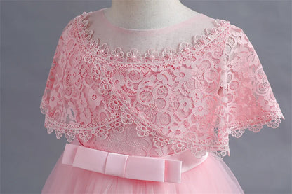 Vestido de Festa Infantil Rosa, Modelo Princesa com Saia Rodada em Tule, para Meninas de 3 a 12 Anos – Ideal para Aniversário, Natal e Cerimônias.