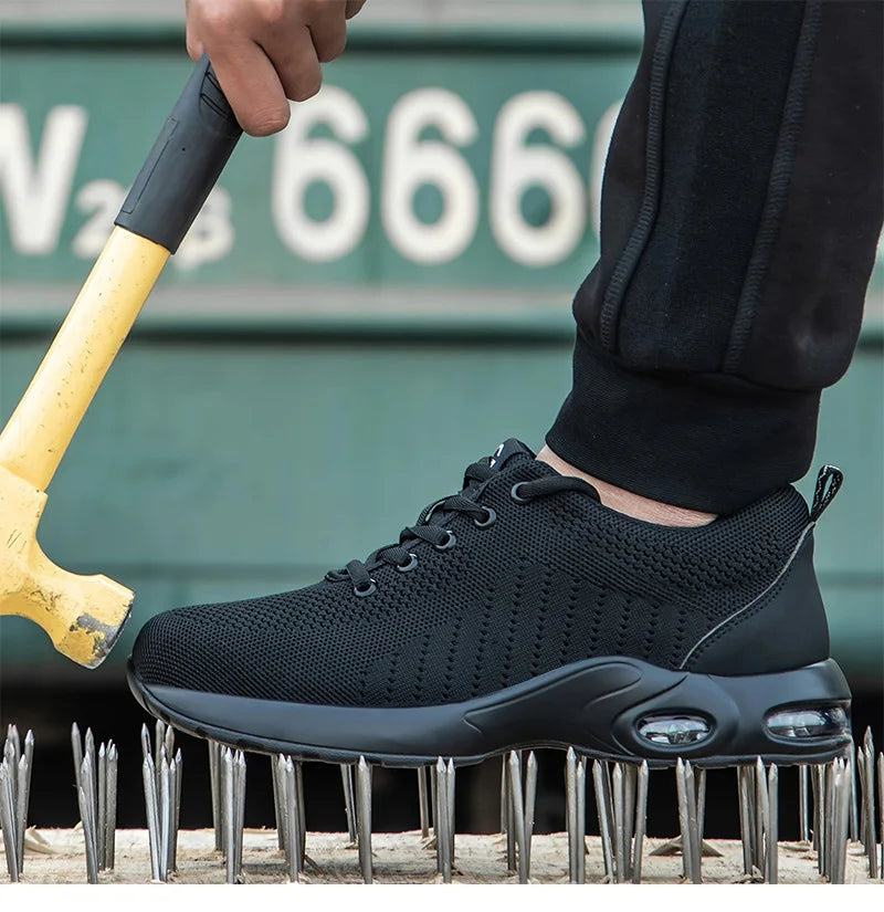 Anti-puncture Security Protective Shoes Air Cushion Work Sneakers Steel Toe Work Shoes Men Women Safety Shoes Light Breathable