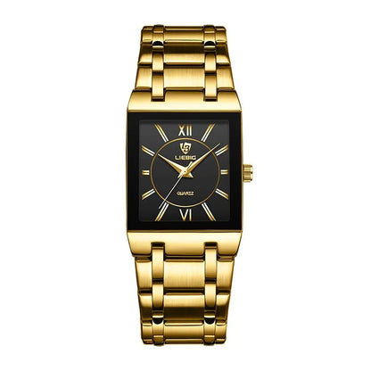 Luxury Quartz Wristwatches For Women Men Business Watch Simple Design Black Gold Stainless Steel Waterproof Quartz Clock