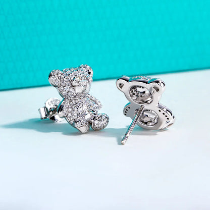 Moissanites Bear Earrings 925 Sterling Silver D Color VVS1 Moissanite Stud Earrings for Woman Jewelry Wholesale
