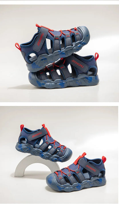 Children Summer Sports Sandals Girls Beach Outdoor Non-slip Hiking Shoes Boys Hollow Breathable Anti Collision Round Toe Sandals