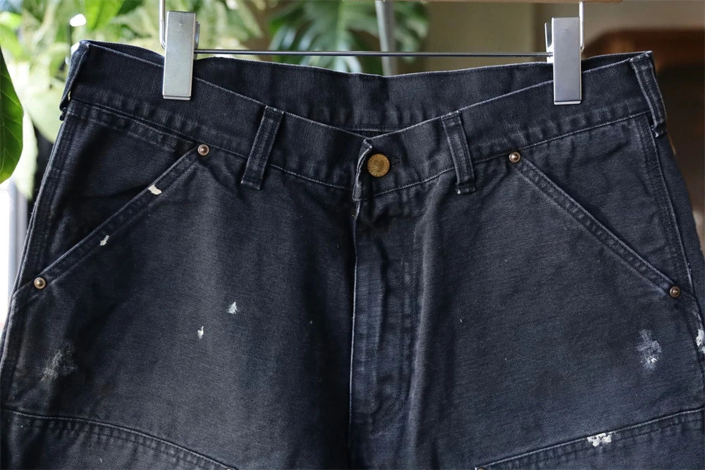 Black Nice Washed Damaged Saint DOUBLE KNEE Zipper Denim Shorts Men Women Oversized Shorts