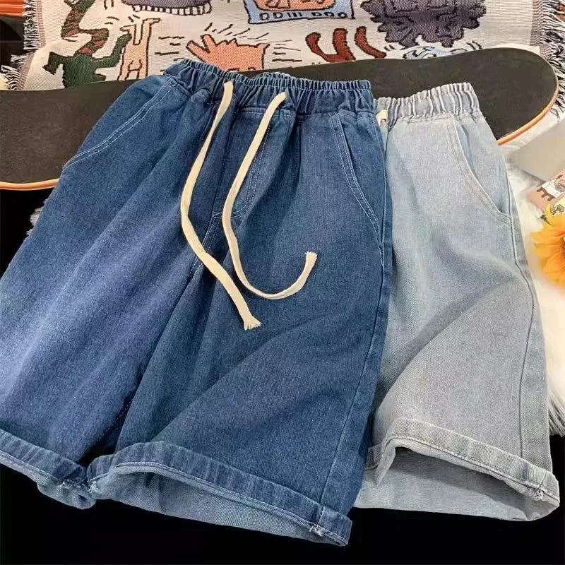 Shorts Jeans Men Denim Pants Stretch Dark Blue Fashion Design Men's Jeans