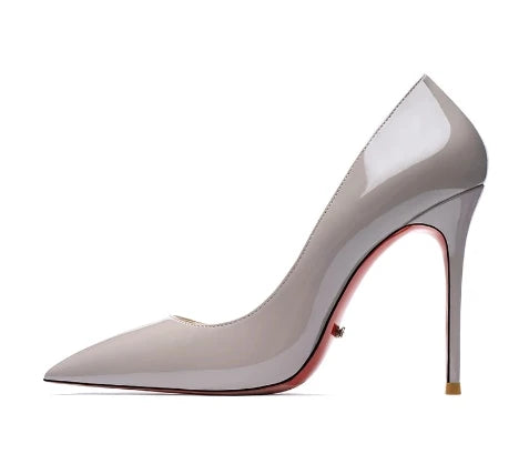 12CM Brown Patent Leather Pumps Women Red Bottom Heels Elegant High Heeled Stilettos Evening Shoe for Party