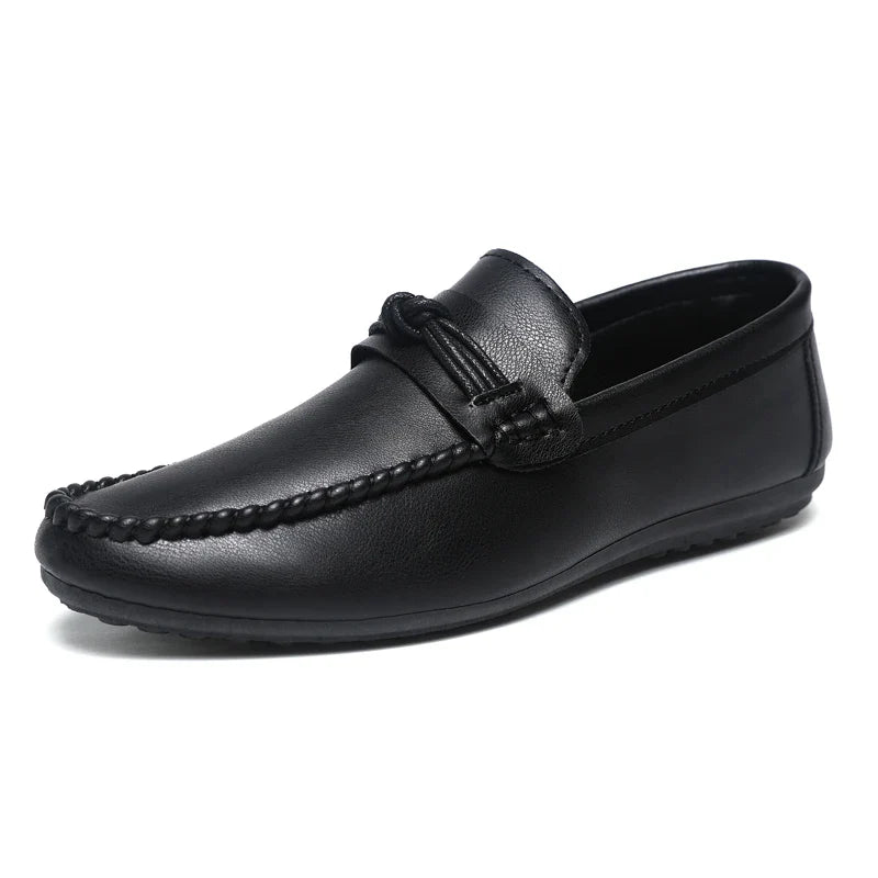 Classic Black Men's Leather Loafers Big Size 46 Slip on Shoes Man Office Shoes Comfortable Soft Flat Casual Shoes For Men