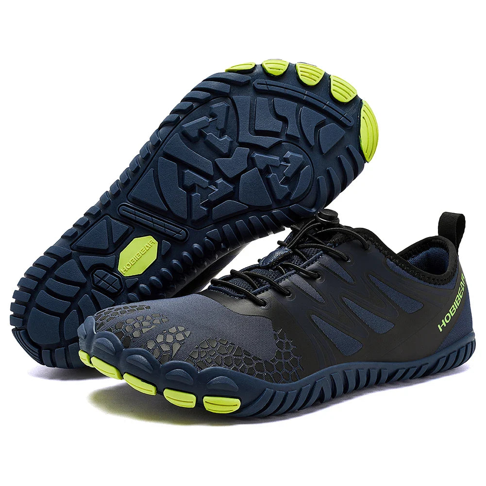 Wide Toe Barefoot Shoes for Unisex Artificial Leather Outdoor Walking Sneakers Zero Drop Minimalist Elastic Band Shoes