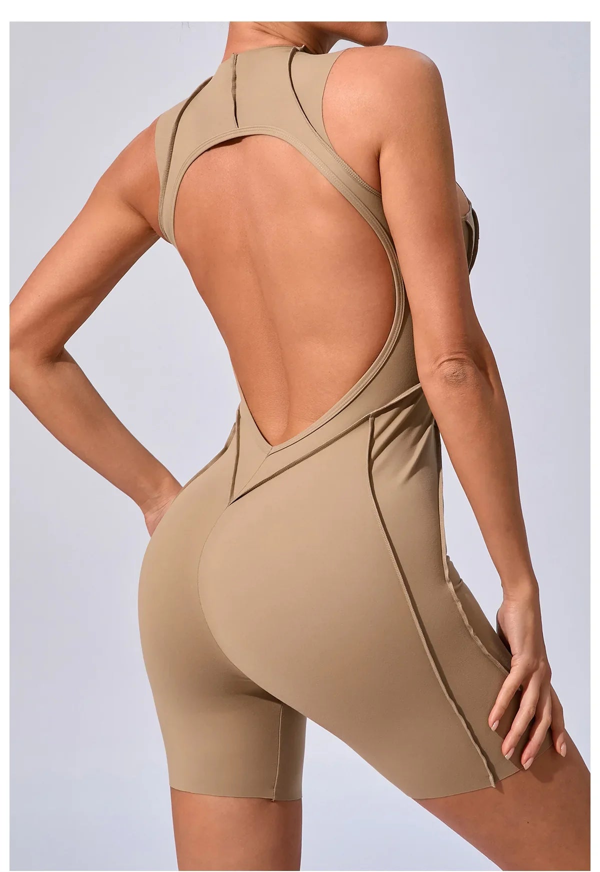 Women's High Elasticity Sports Bodysuit Kit Yoga Fitness Jumpsuit Open Back Hip-Lift Outdoors Gym Workout Sexy Fitness Outfit