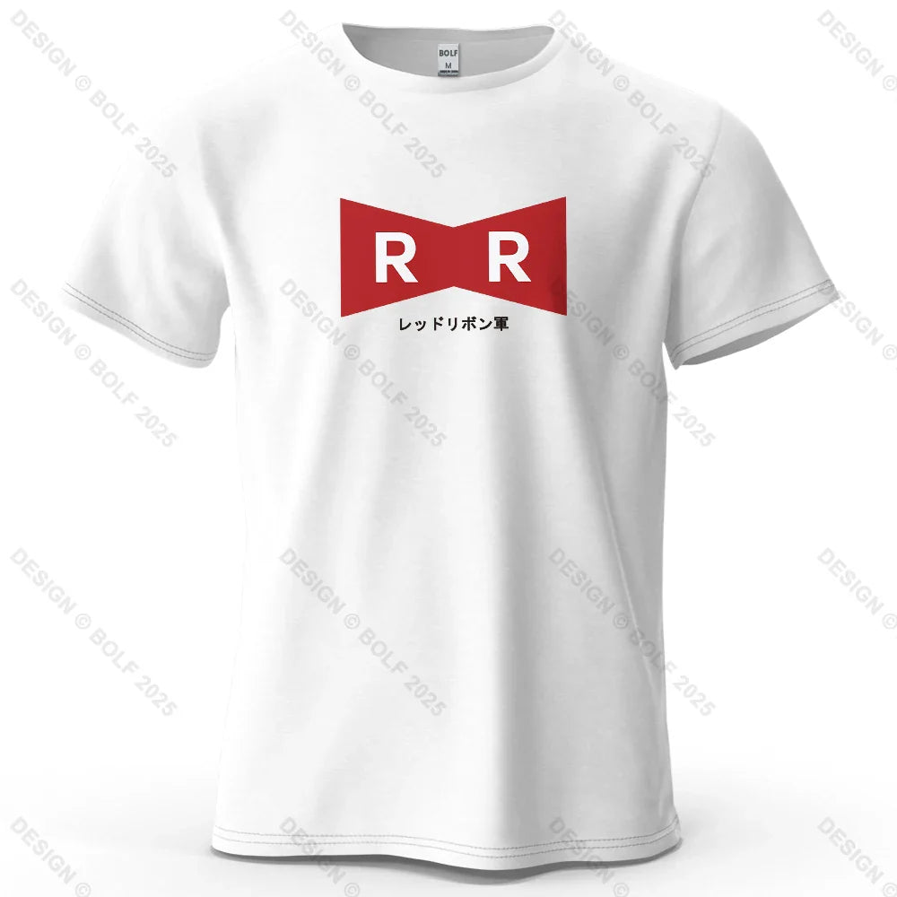 Red Ribbon Army Printed Men's T-Shirt 100% Cotton Oversized Anime Graphic Tees for Women Tops Tees Casual Streetwear