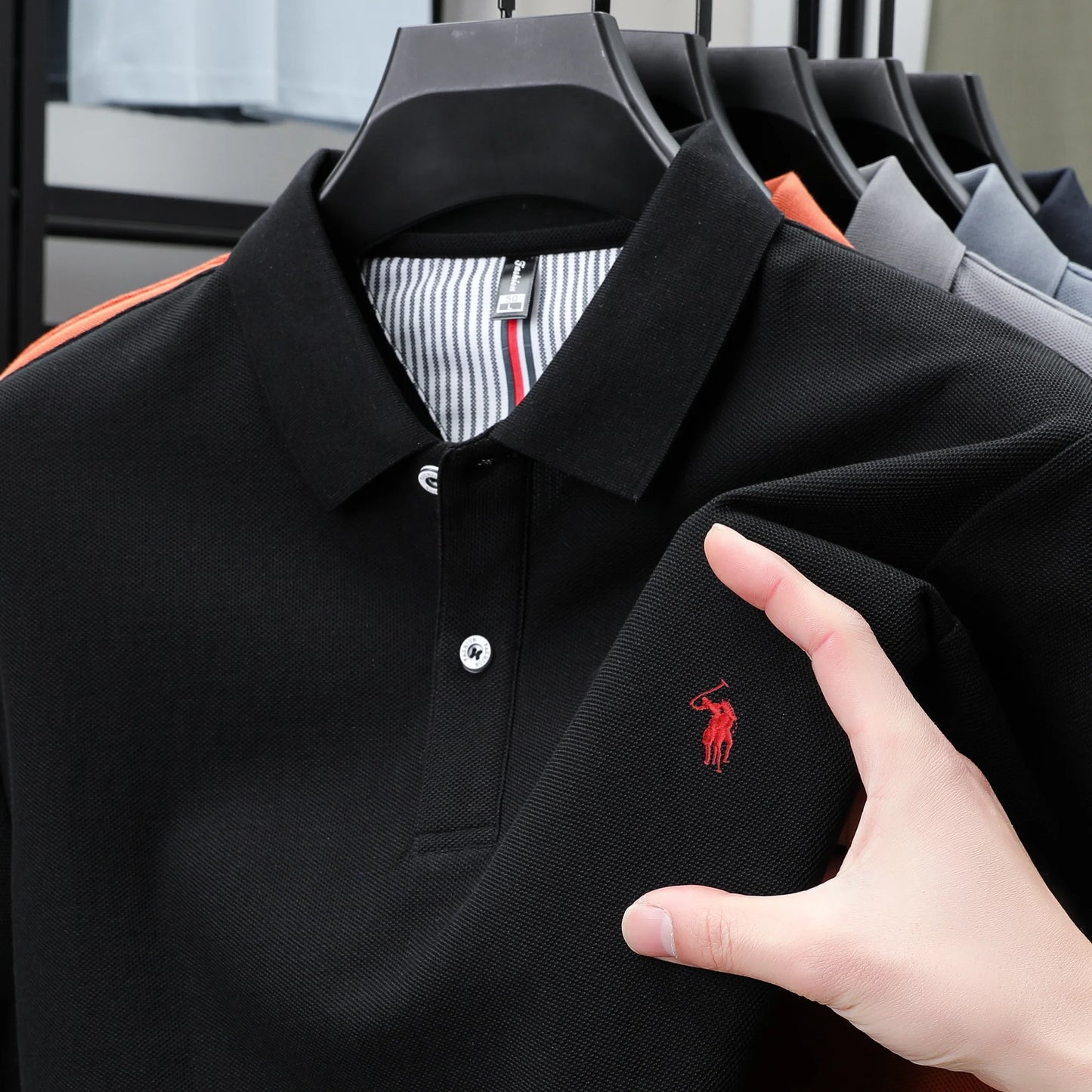 100%cotton luxury men's classic pony embroidery comfortable polo shirt fashionable summer new top breathable short sleeved shirt