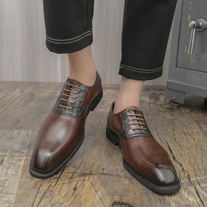 Fashion Designer New Men's Pointed Lace Up Oxford Shoes Male Wedding Dress Homecoming Formal Wedding Footwear