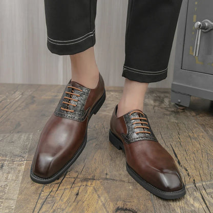 Fashion Designer New Men's Pointed Lace Up Oxford Shoes Male Wedding Dress Homecoming Formal Wedding Footwear