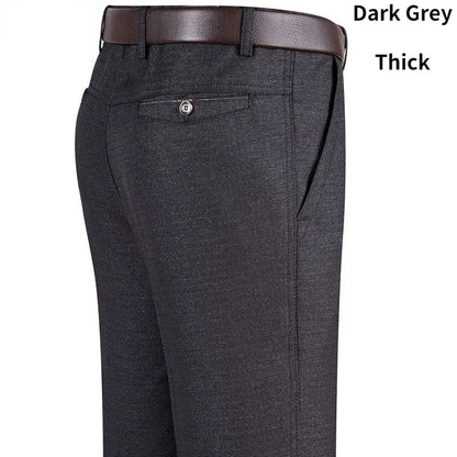 Men's Business Casual Pants Lightweight Summer Thin Autumn Thick Gentle Trousers Male Brand Fashion Suit Pant Solid Black Grey