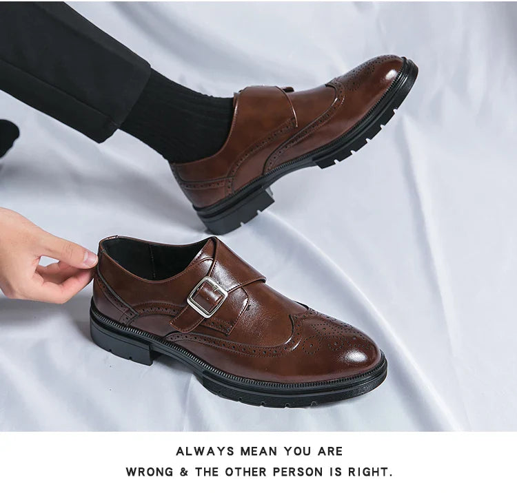 Fashion Formal Wedding Shoes Men Trend Casual Business Leather Shoes For Men High Quality Social Brogues Leather Shoes Male