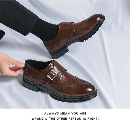 Fashion Formal Wedding Shoes Men Trend Casual Business Leather Shoes For Men High Quality Social Brogues Leather Shoes Male