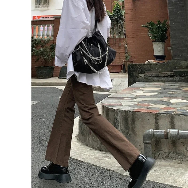 Women's Jeans Wide Leg High-waisted Straight Leg Pants
