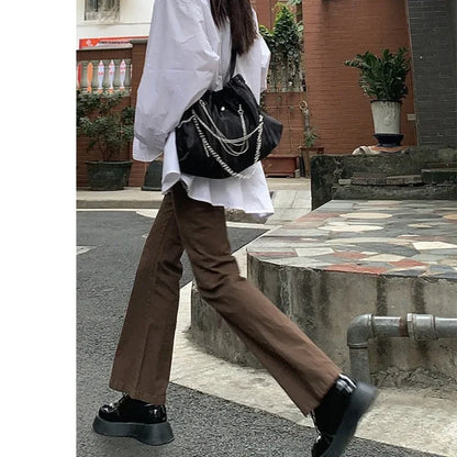 Women's Jeans Wide Leg High-waisted Straight Leg Pants