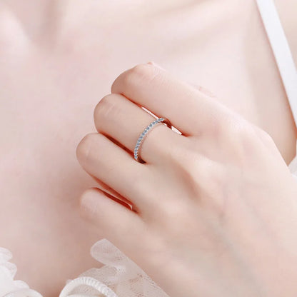 2mm D Color Moissanite Ring s925 Sterling Sliver Plated 18k White Gold Eternity Band Wedding Engagement Rings For Women