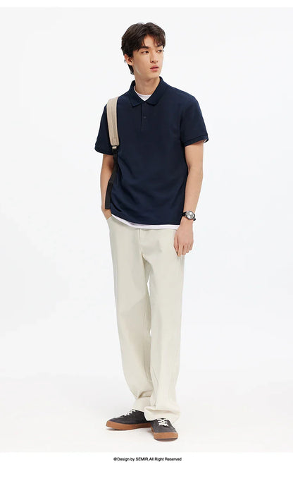 Polo Shirt Men Moisture Wicking Solid Color Short Sleeve T-Shirt 2025 Summer New Slim Fit Top for Active Wear