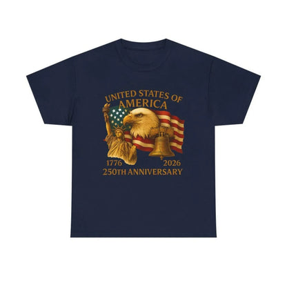 Americas 250th Anniversary 1776 2026 Patriotic Eagle Flag Liberty Bell Graphic T Shirt Vintage USA Heritage Celebration Unisex