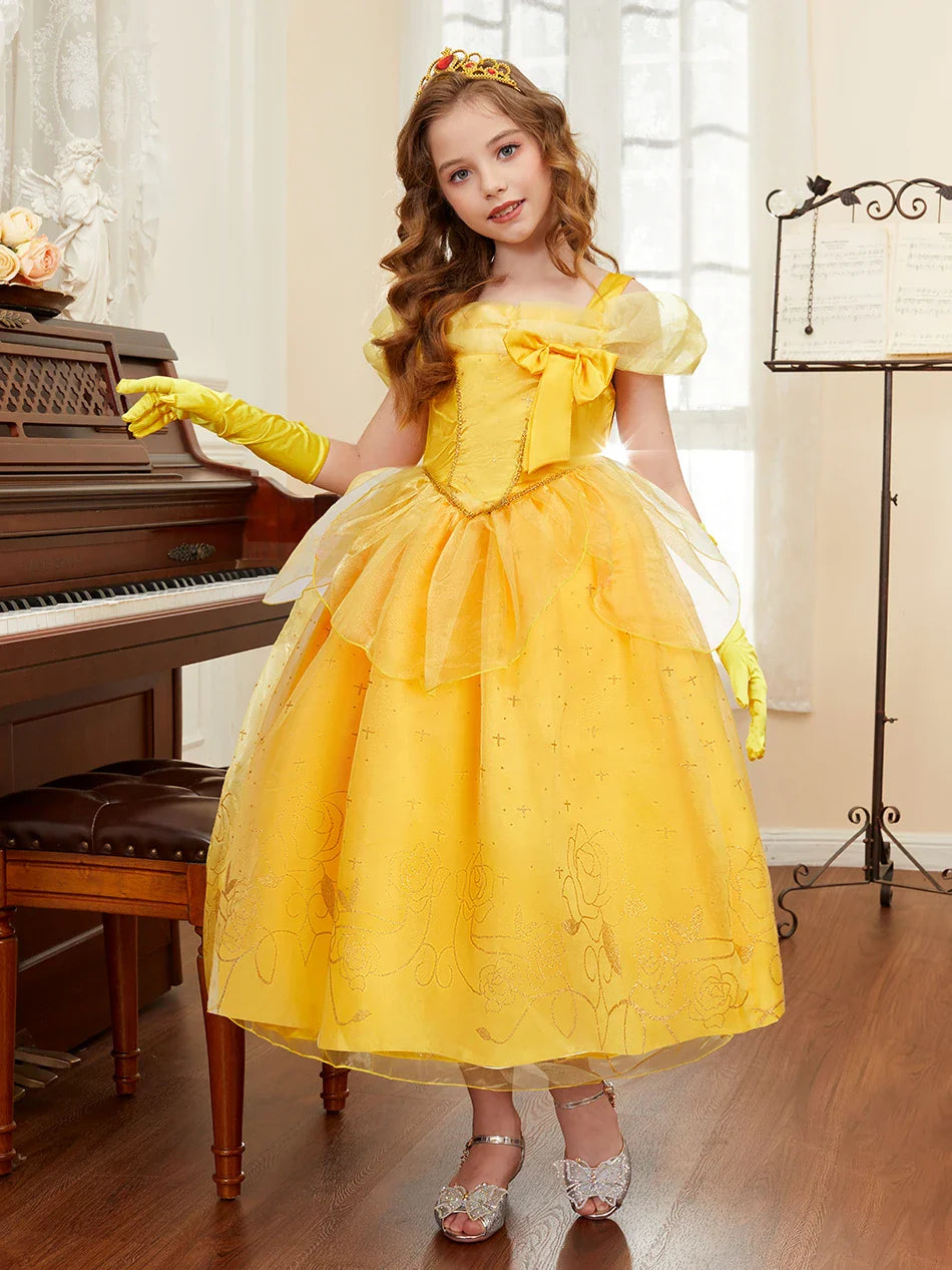 Girls Beauty and Beast Bell Costume Kids Summer Carnival 3 4 5 6 7 8 9 10 Years Dress Kids Princess Performance Cosplay Dresses