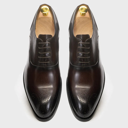 Men's Classic Italian Style Genuine Leather Oxfords Dress Shoes Lace-Up Black/Brown Business Office Wedding Formal Footwear