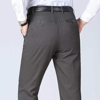 Men's 100% Cotton Autumn Thick Summer Thin Trousers Fashion Cargo Pants Smart Casual Solid Khaki Gray Brand Suit Pant GOZBKF