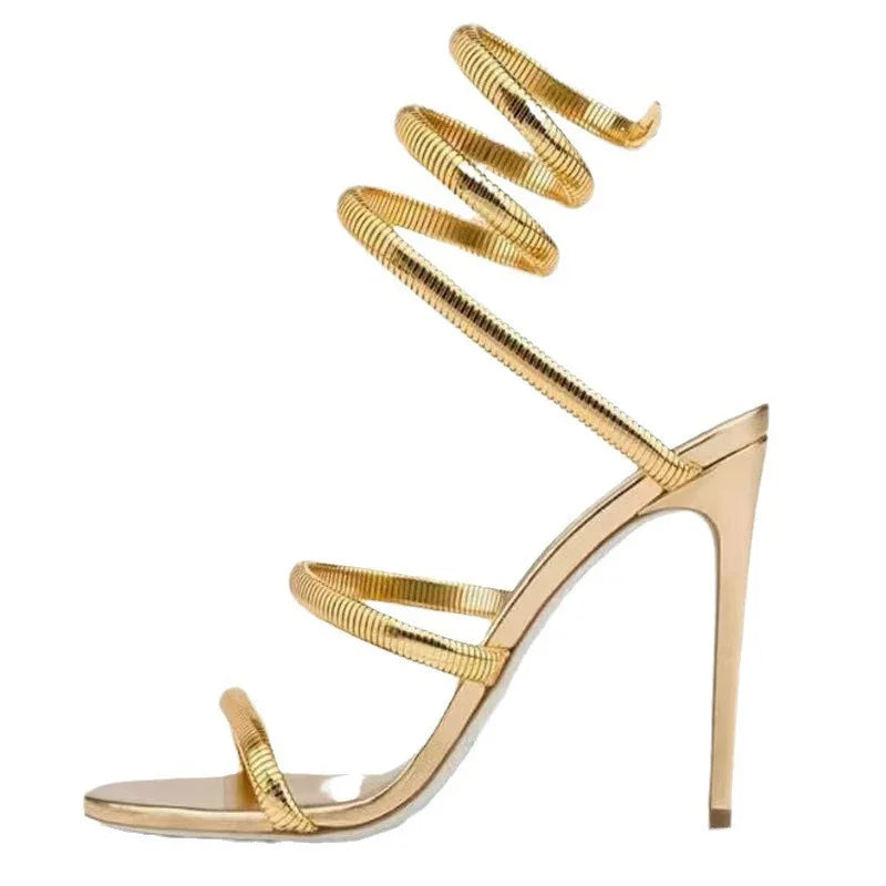 Sexy Crystal Ankle Strap Heels Sandals Women Summer Street Style Open Toe Thin High Heels Party Banquet Prom Luxury Shoe