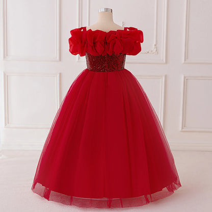 Vestido de Festa de Lantejoulas de Verão para Meninas Madrinhas Elegante Vestido de Baile Princesa para Casamento Vestido de Aniversário de Menina Roupa Infantil para Cerimônia de Formatura