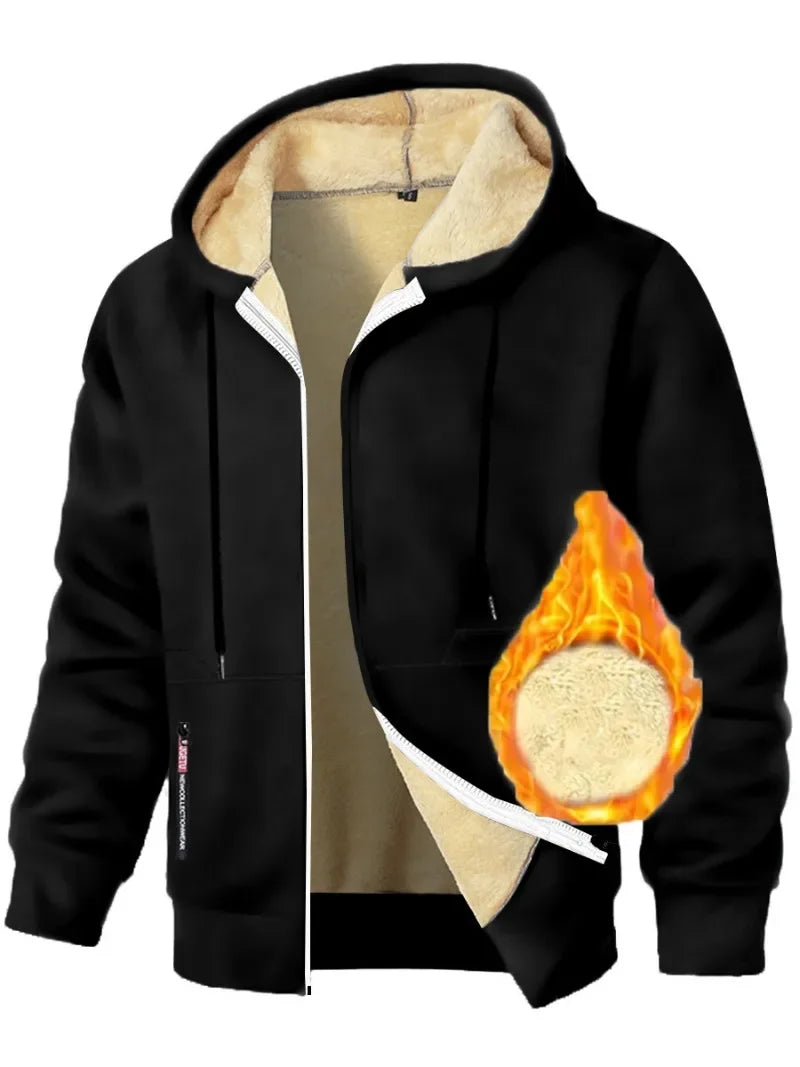 Animal Game Mens Casual Hooded for Men Fleece Sweatshirt Thick Sherpa Lined Hoodies Zipper Jacket Thick Heavyweight Sweatshirts