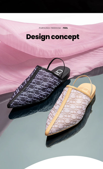 Pointed Toe Slippers Luxury Branded Casual Shoes Flat Strappy Home Outdoor Beach Walking Shoes