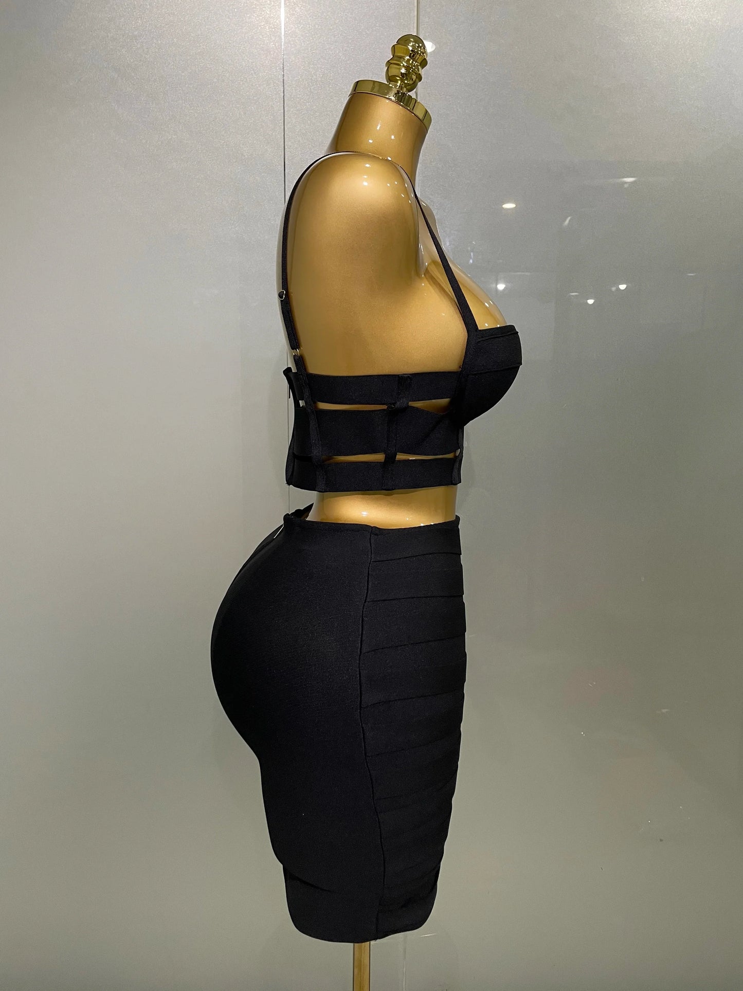 High Quality Women Sexy Bandage Tops Fashion Pencil Skirts Set Nightclub Party Celebrate Women's Set