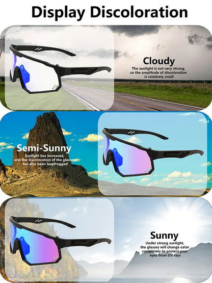 Photochromic Cycling Glasses Men Mountain Bike Sunglasses Women Clear MTB Sports Goggles Bicycle Triathlon Running Baseball