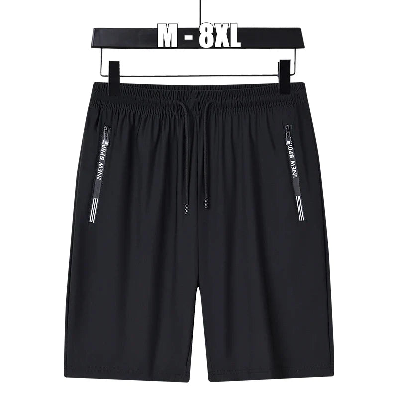 Summer Shorts Gym Fitness Men Plus Size Casual Shorts 6XL 7XL 8XL Big Size Shorts Men Ice Silk Stretchy Beach Shorts Breathable