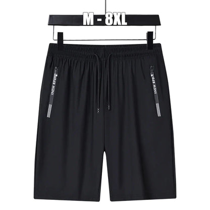 Summer Shorts Gym Fitness Men Plus Size Casual Shorts 6XL 7XL 8XL Big Size Shorts Men Ice Silk Stretchy Beach Shorts Breathable