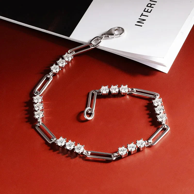 3mm Full Moissanite Bracelet S925 Silver Plated 18K Gold Bracelets For Women Wedding Sparkling Party Fine Jewelry Gift